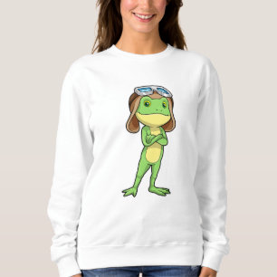 Frog som pilot med hatt och glas t shirt