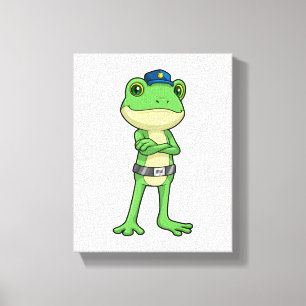 Frog som polis med polishatt canvastryck