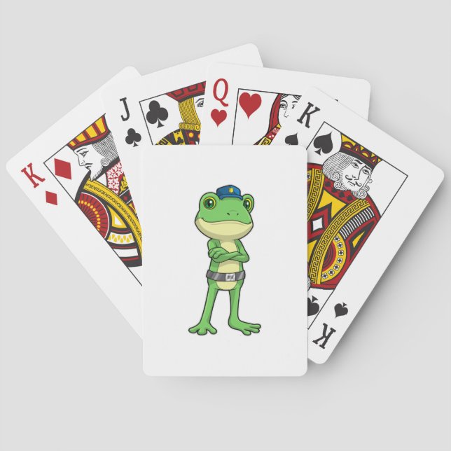 Frog som polis med polishatt casinokort (Baksidan)