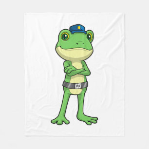 Frog som polis med polishatt fleecefilt