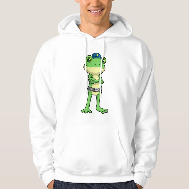 Frog som polis med polishatt hoodie (Framsida)
