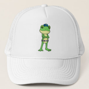 Frog som polis med polishatt keps