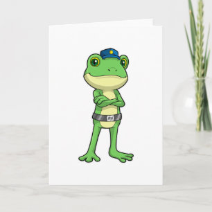 Frog som polis med polishatt kort