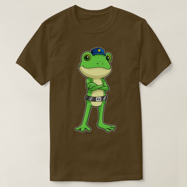 Frog som polis med polishatt t shirt (Design framsida)