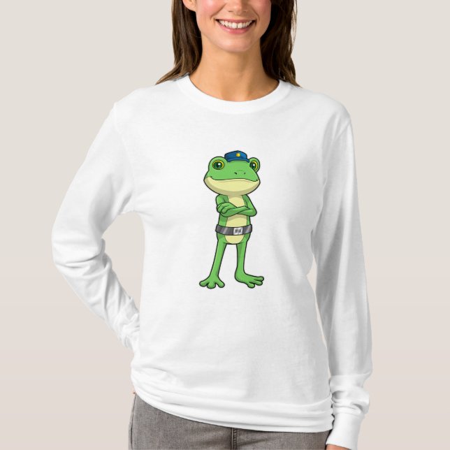 Frog som polis med polishatt t shirt (Framsida)