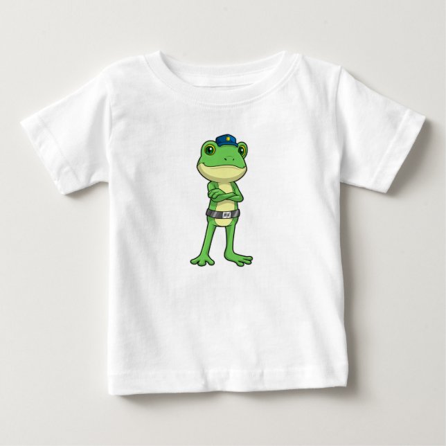 Frog som polis med polishatt t shirt (Framsida)