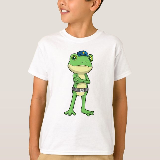 Frog som polis med polishatt t shirt (Framsida)