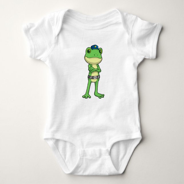 Frog som polis med polishatt t shirt (Framsida)