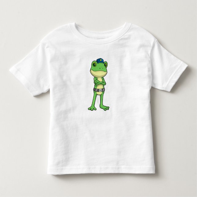 Frog som polis med polishatt t shirt (Framsida)