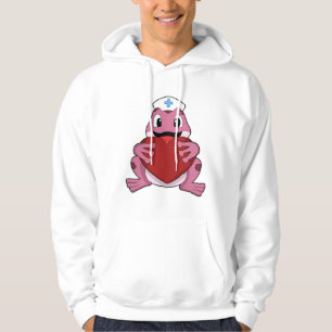 Frog som sjuksköterska med hjärta hoodie
