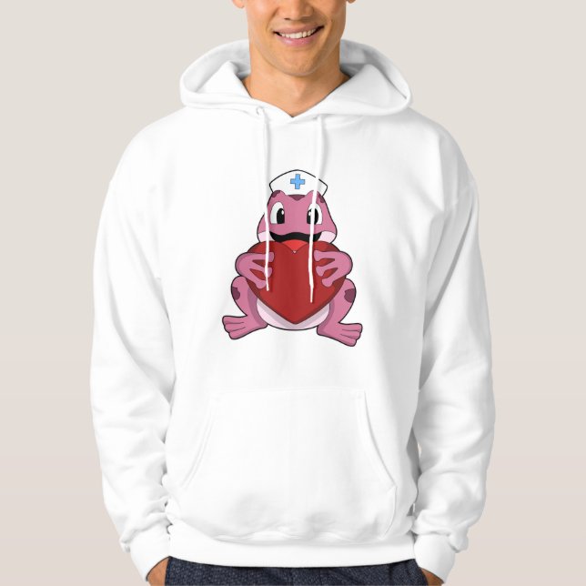 Frog som sjuksköterska med hjärta hoodie (Framsida)