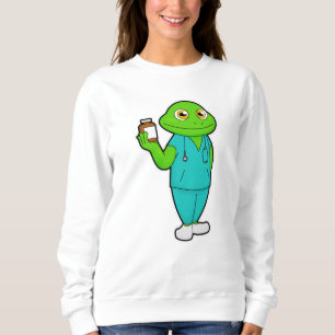 Frog som sjuksköterska med medicin och stetoscope t shirt