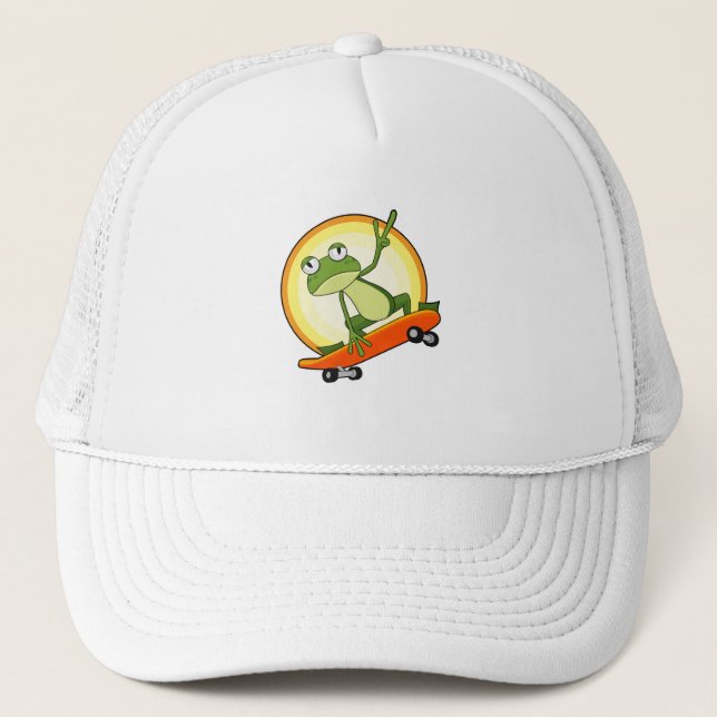 Frog som Skater med Skateboard Keps (Framsida)