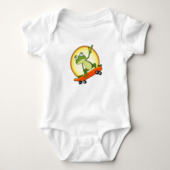 Frog som Skater med Skateboard T Shirt (Framsida)