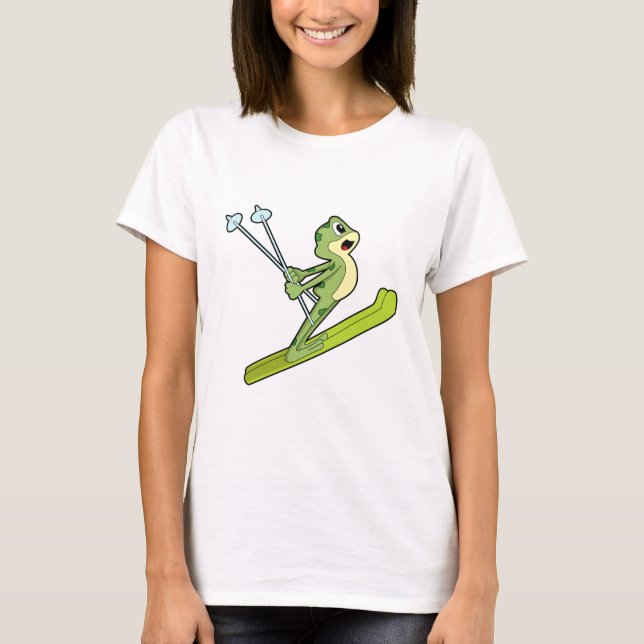Frog som Ski-jumper med Ski.PNG T Shirt (Framsida)