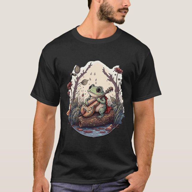 Frog som spelar Guitar Frog spelar Banjo på logån T Shirt (Framsida)