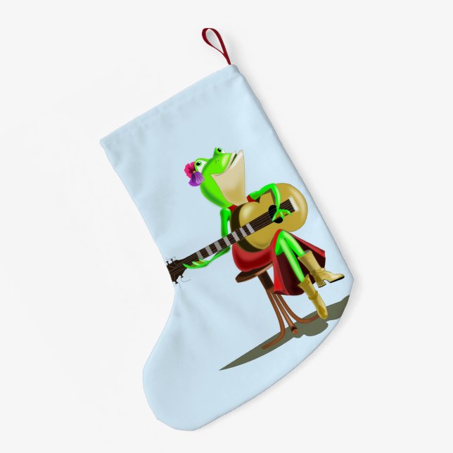 Frog som spelar Guitar-julklapp - Målning Liten Julstrumpa (Baksidan (Hängande))