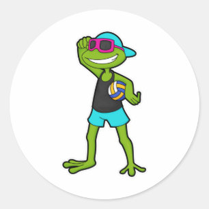 Frog som Volleyball-spelare med Volleyball Runt Klistermärke