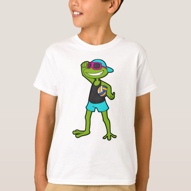Frog som Volleyball-spelare med Volleyball T Shirt (Framsida)