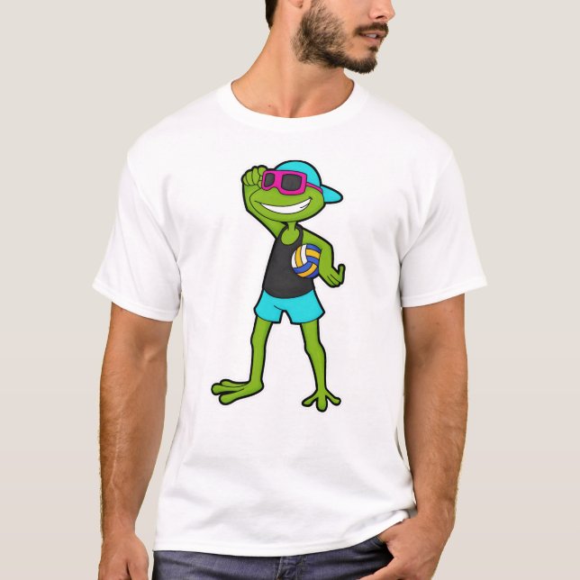 Frog som Volleyball-spelare med Volleyball T Shirt (Framsida)
