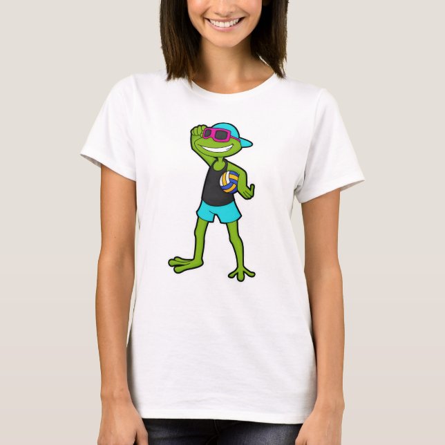 Frog som Volleyball-spelare med Volleyball T Shirt (Framsida)