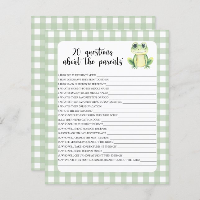 Frog - spel - 20 frågor om föräldrarna (Fram/baksida)