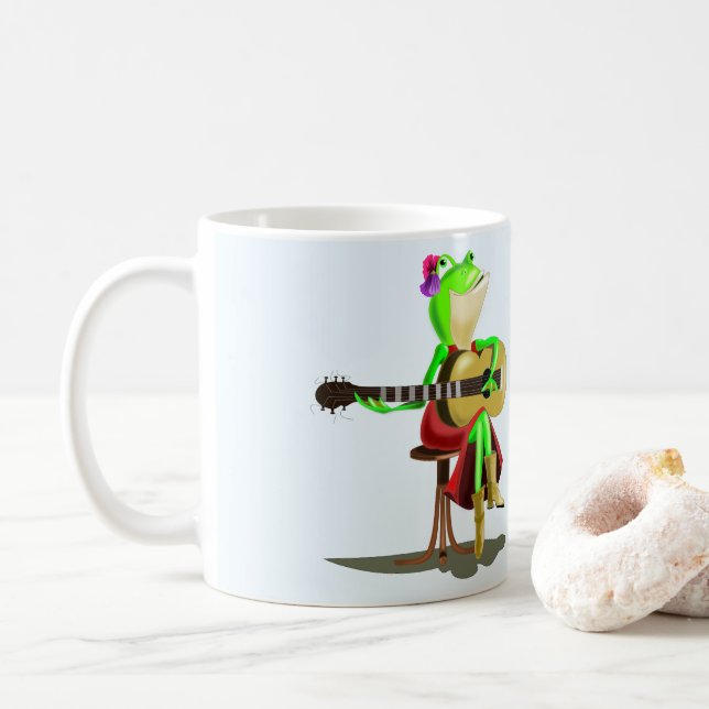 Frog Spela Guitar Funny Mug Kaffemugg (Med munk)
