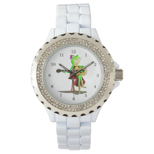Frog Spela Guitar Funny Watch Armbandsur (Framsida)