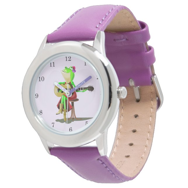 Frog Spela Guitar Romantic Music Funny Watch Armbandsur (Vinklad)