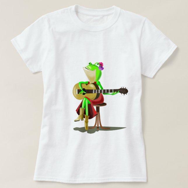 Frog Spela Guitar T-Shirt-Roligt T Shirt (Design framsida)