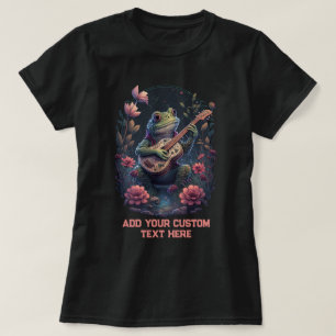 Frog Spela Guitar Wildfower Toad, Frog Älskare T Shirt