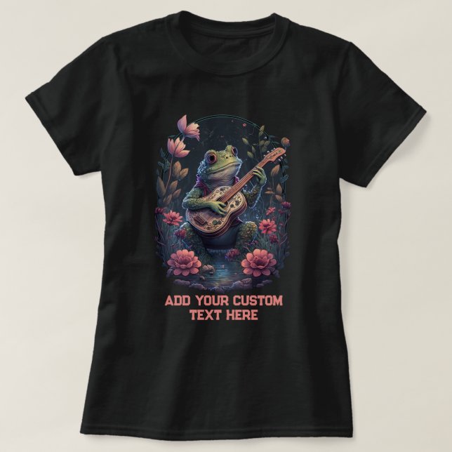 Frog Spela Guitar Wildfower Toad, Frog Älskare T Shirt (Design framsida)