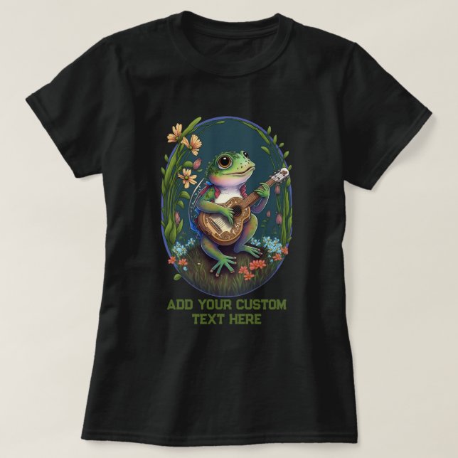 Frog Spela Guitar Wildfower Toad, Frog Älskare T Shirt (Design framsida)