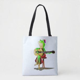 Frog Spela upp Guitar Tote Bag - Din Färg - Text Tygkasse