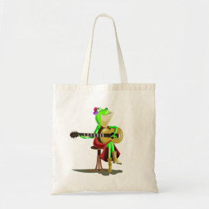 Frog Spela upp Guitar Tote Bag - Målning Tygkasse