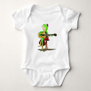 Frog Spelar Guitar Funny Baby Bodydräkt T Shirt