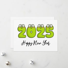 Frog stil enkla gott nytt år-kort 2025 julkort
