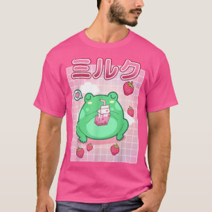 Frog Strawberry Mjölk Pastel Goth Funny Kawaii Toa T Shirt