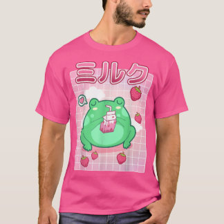 Frog Strawberry Mjölk Pastel Goth Funny Kawaii Toa T Shirt
