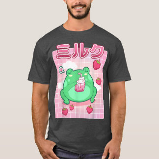 Frog Strawberry Mjölk Pastel Goth Funny Kawaii Toa T Shirt