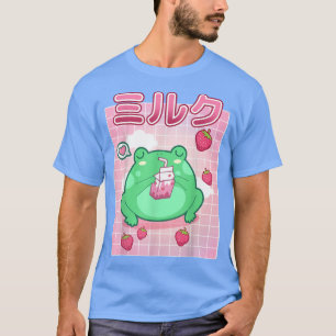 Frog Strawberry Mjölk Pastel Goth Funny Kawaii Toa T Shirt