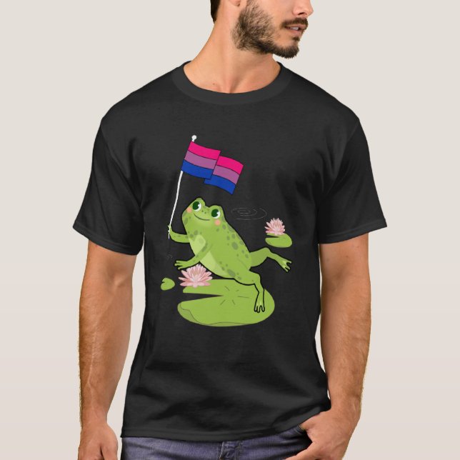 Frog Subtle Bisexual Pride Flagga Lily Pad Illustr T Shirt (Framsida)