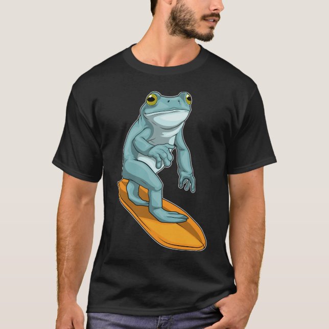 Frog Surfer Surfboard T Shirt (Framsida)