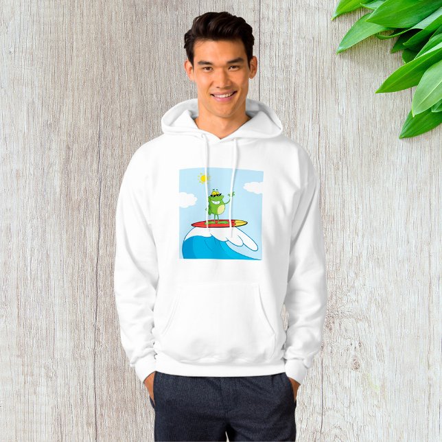 Frog Surfing på en våningsbrunn Hoodie (Skapare uppladdad)