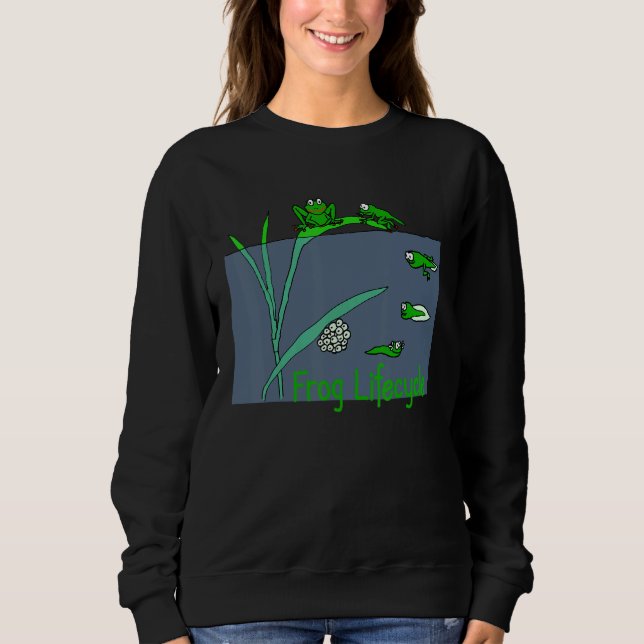 Frog Tadpole Lifecycle Frogs För barn Cute Grönt F T Shirt (Framsida)