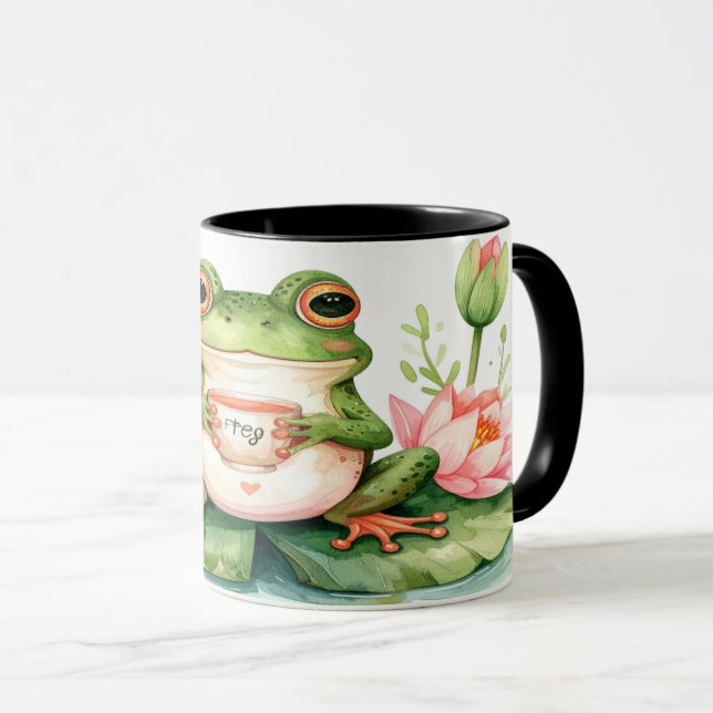 Frog Tea Mug - Cute Kawaii Hoppy Hour Gift Mugg (Framsida höger)