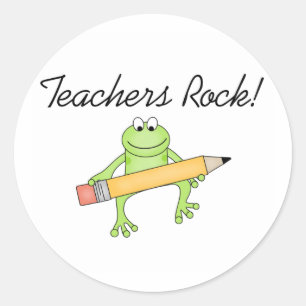 Frog Teacher Sten Runt Klistermärke