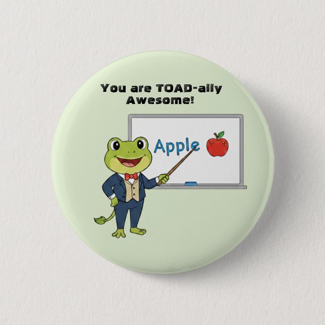  Frog Teacher "Toadally Awesome" Kids Valentine Knapp (Framsida)