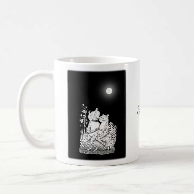 Frog Toad lite Cute Funny Romantic Kärlek Namn Kaffemugg (Vänster)