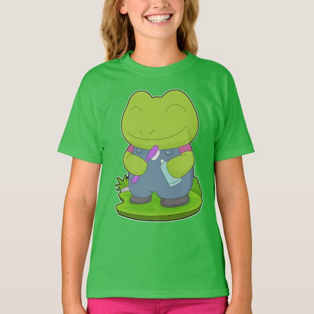 Frog Toothbrush T Shirt (Framsida)